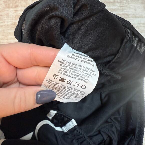 Nike Women’s XL Black White Stripe Dri Fit Running Shorts Lined Athletic New - Picture 8 of 8